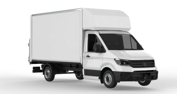 Furgón carrozado con plataforma